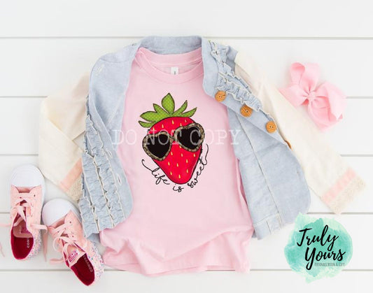 Life is Sweet Strawberry T-shirt | Kids Strawberry Shirt | Strawberry Shirt