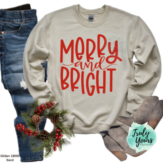 Merry and Bright Sweatshirt | Christmas Sweatshirt | Winter Sweatshirt | Gift for Her