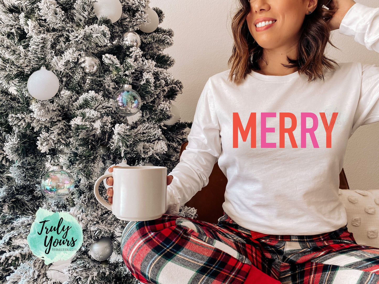 MERRY t-shirt | Pink and Red Christmas | MERRY Long Sleeve shirt |Christmas shirt | Pink Red Christmas