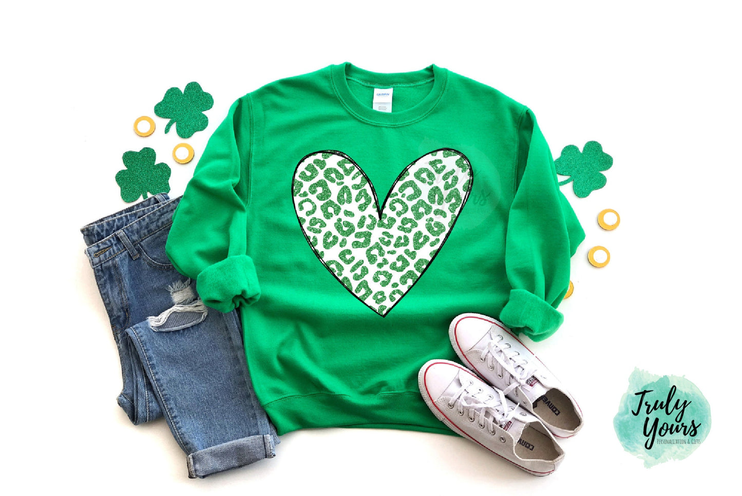 St. Patrick's Day Leopard Heart Sweatshirt