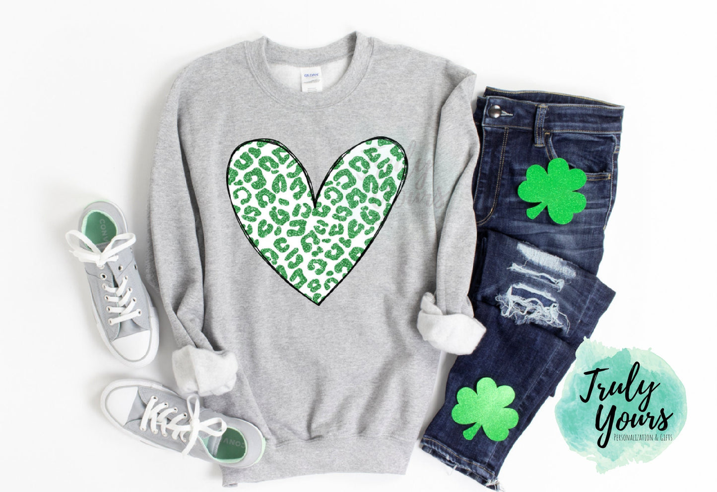 St. Patrick's Day Leopard Heart Sweatshirt