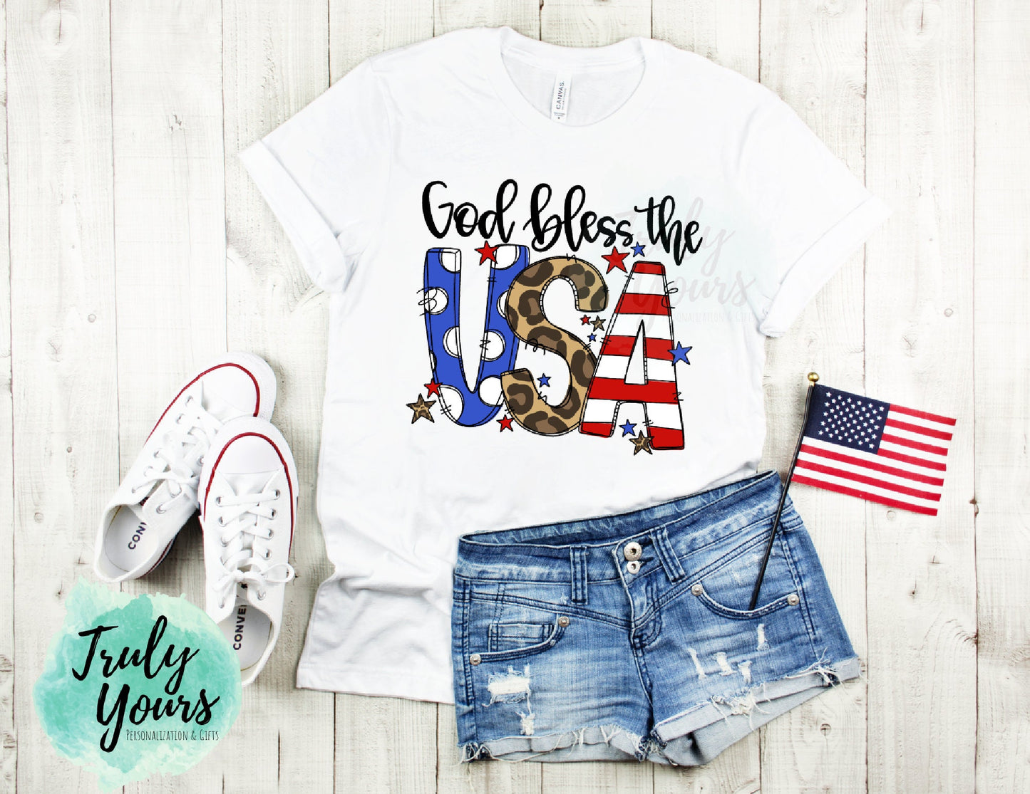 God Bless the USA T-shirt | America shirt | Red White & Blue | July 4th Shirt | Patriotic Tee | Patriotic Leopard Shirt