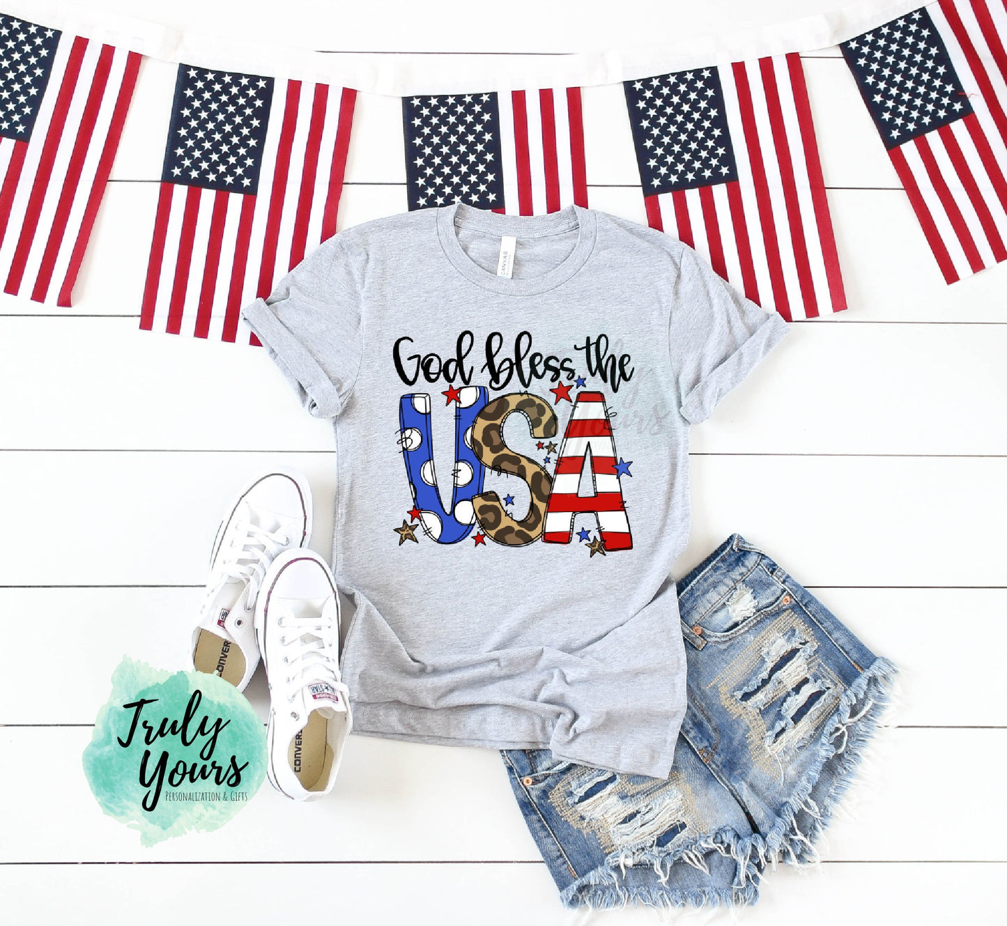 God Bless the USA T-shirt | America shirt | Red White & Blue | July 4th Shirt | Patriotic Tee | Patriotic Leopard Shirt