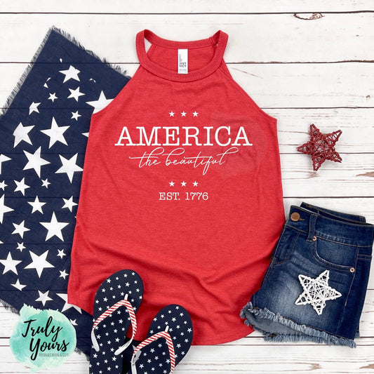 America the Beautiful T-shirt | Red White & Blue | July 4th Shirt | Patriotic Tee | USA