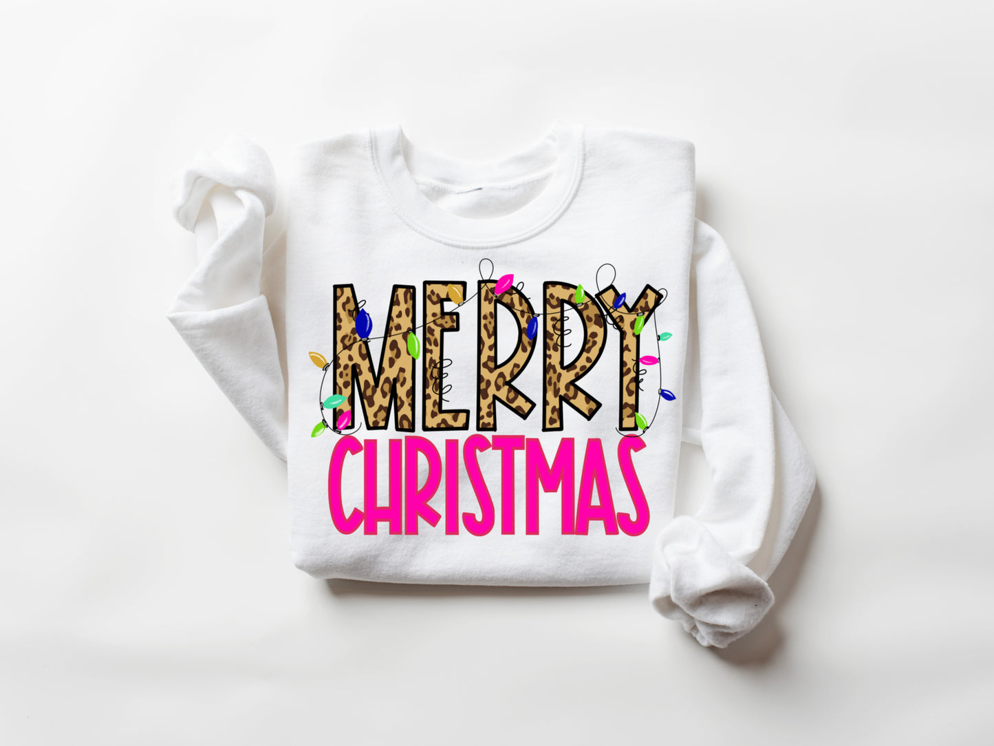 - Merry Christmas Leopard & Hot Pink Sweatshirt -